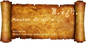 Mancher Ádám névjegykártya